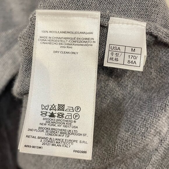 EUC Brooks Brothers 100% Wool Cable Knit Collar Sweater Grey Medium - Picture 4 of 5